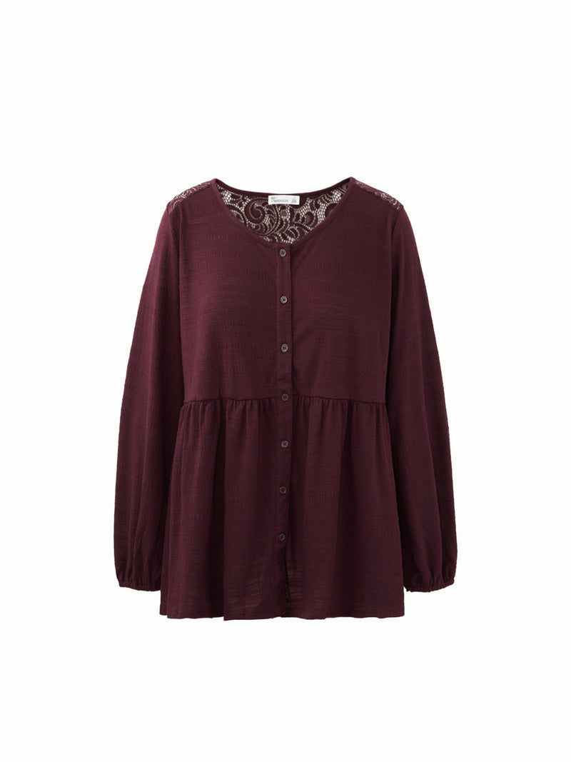 Babydoll Button-Front Blouse
