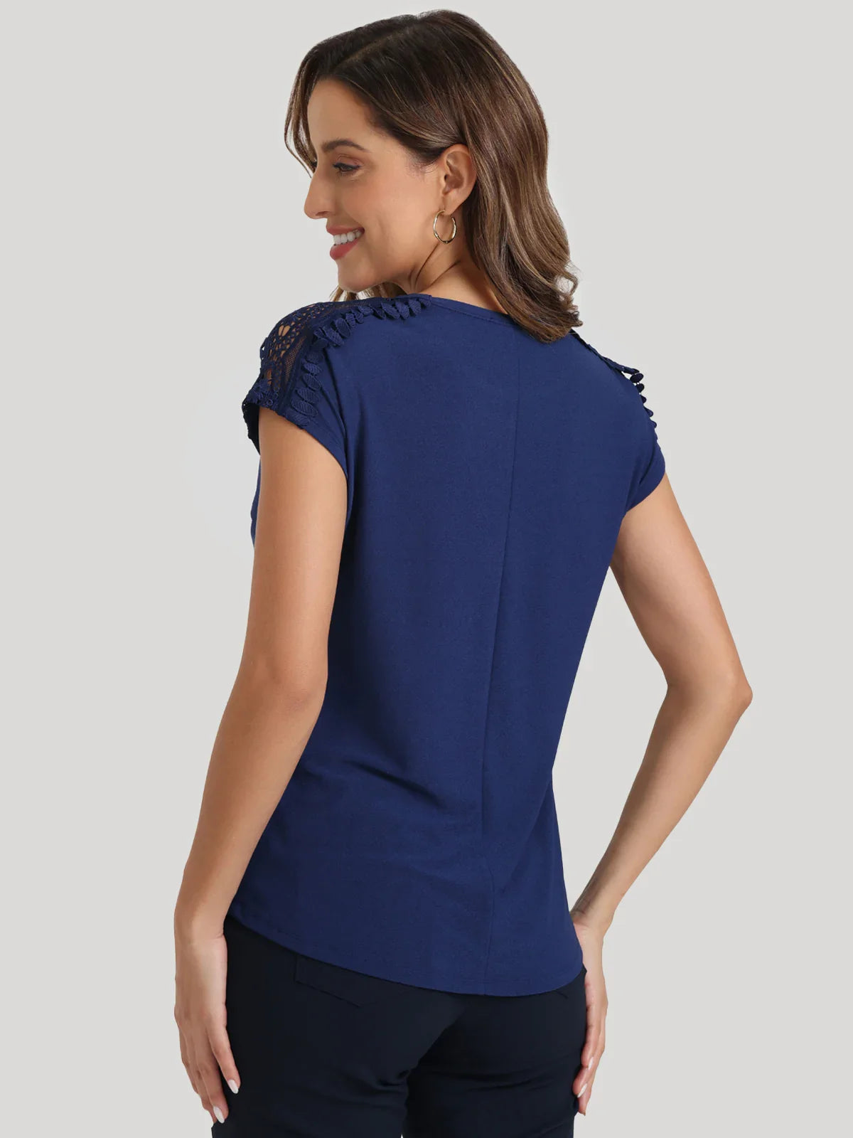 Dolman Lace Trim Sleeve Cool Top