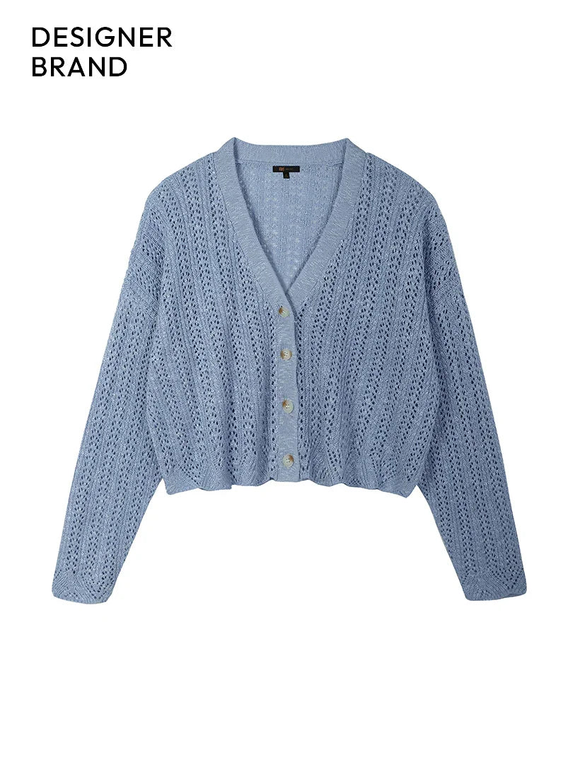 Button-Up Pointelle Cardigan