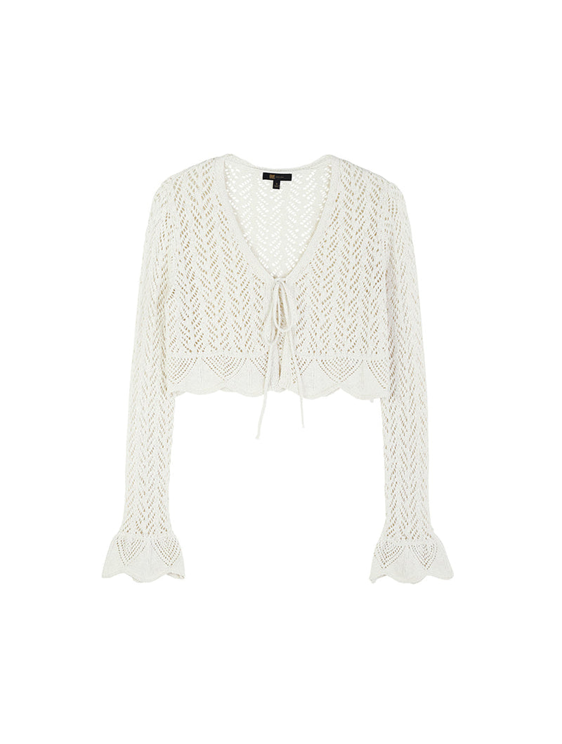 Pointelle Tie Cardigan