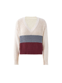 Colorblock V-Neck Pullover