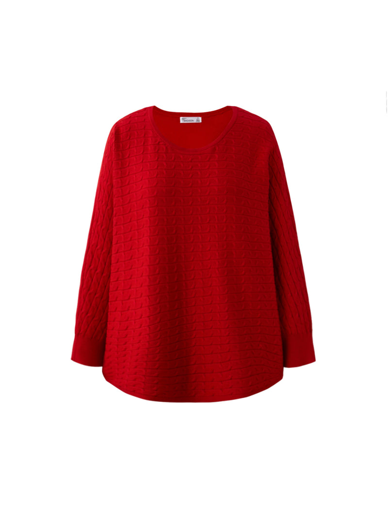 Plus Horizontal Mini Cable Stitch Dolman Pullover