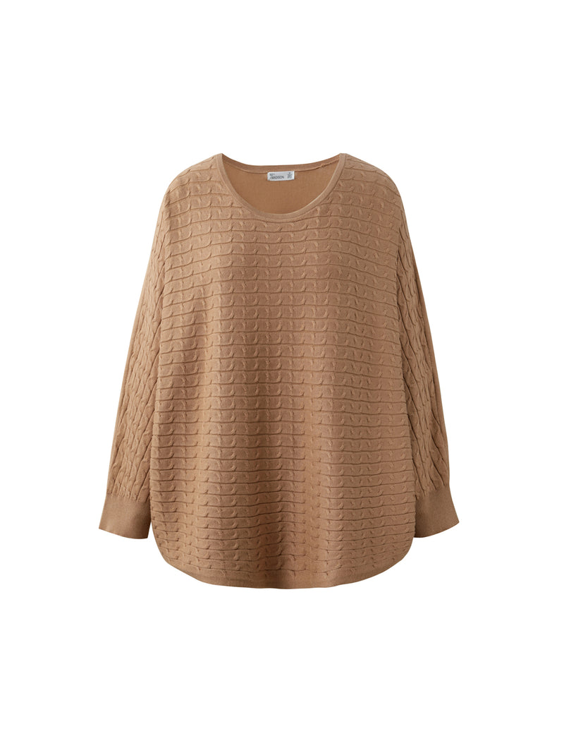 Plus Horizontal Mini Cable Stitch Dolman Pullover