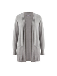 Wide Cable Placket Open Cardigan