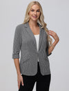 Check Roll Tab Sleeve Blazer