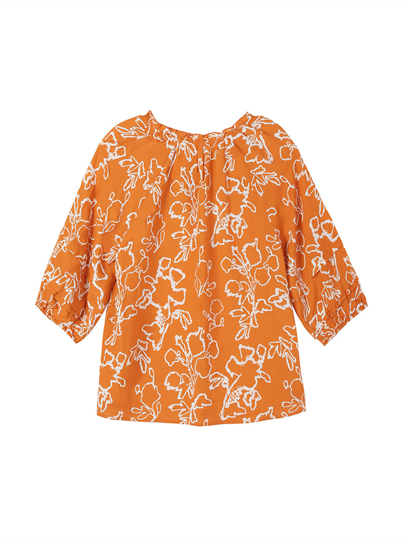 Tassel Ties With A Seven-Point Sleeve Printed Top