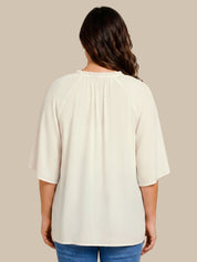 Plus Tie Split Neck Blouse