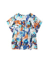 Printed Button Front Dolman Top