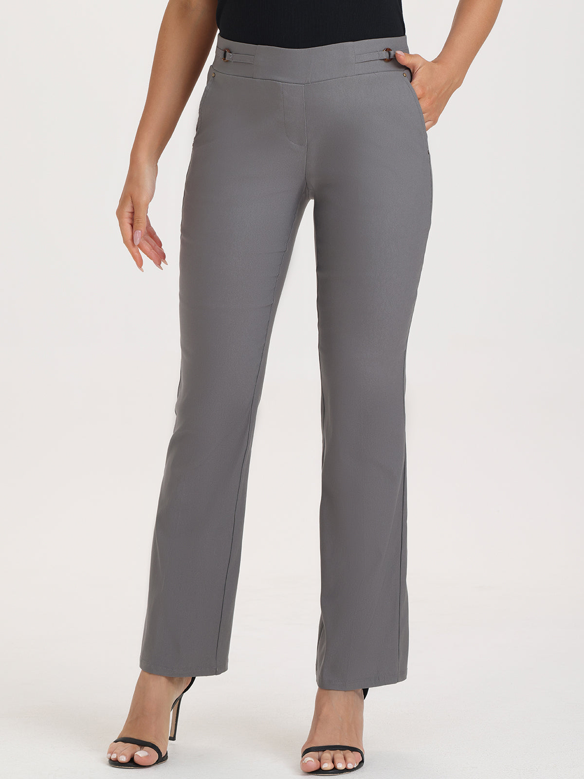  Womens Pull On Barely Bootcut Stretch Dress Pants