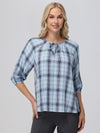 Plaid Tie-Neck Blouse