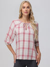 Plaid Tie-Neck Blouse