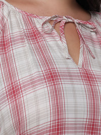 Plus Plaid Tie-Neck Blouse