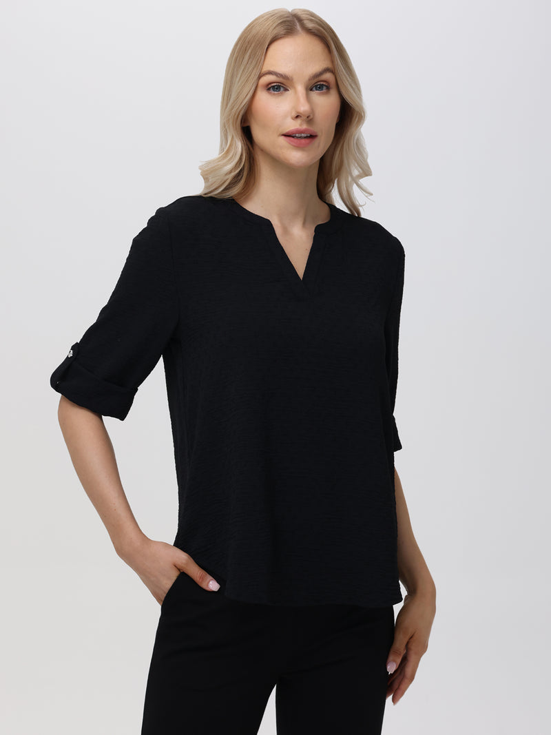 3/4 Sleeve Popover Blouse