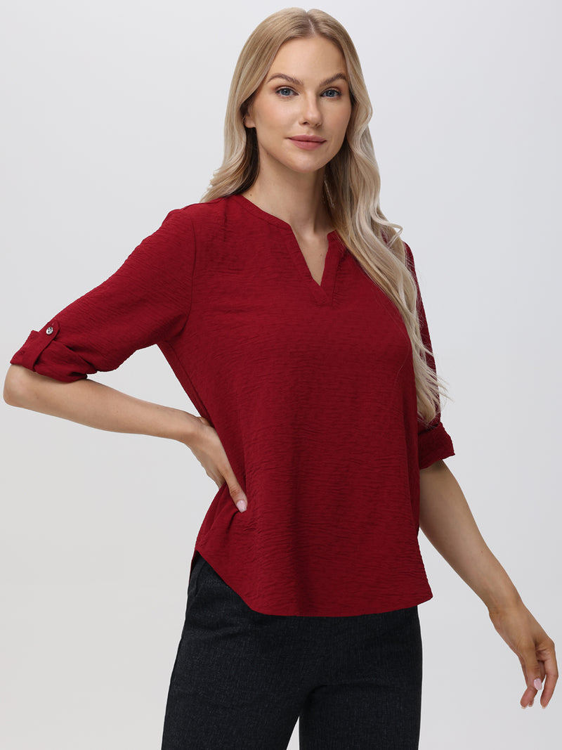 3/4 Sleeve Popover Blouse