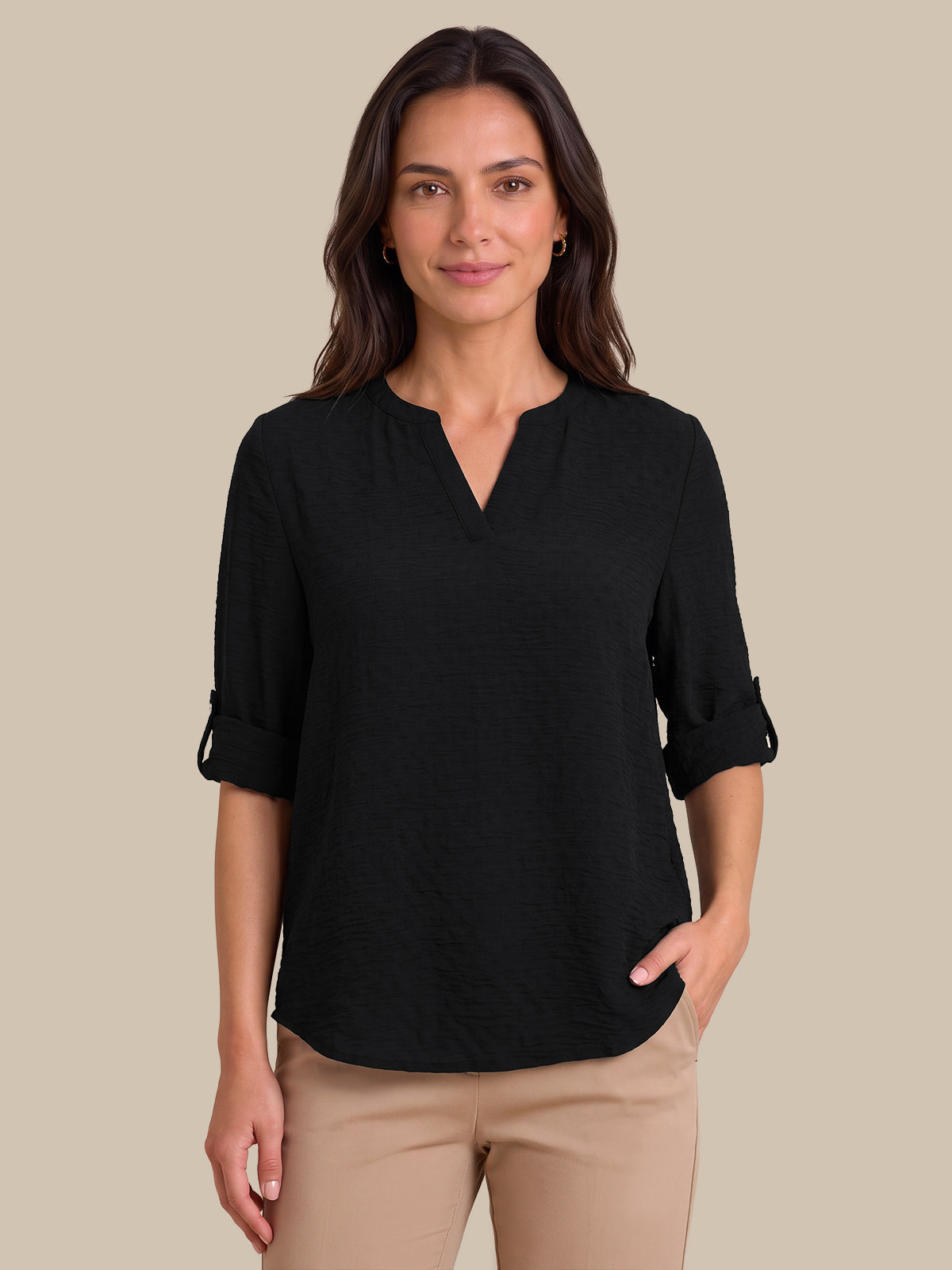 3/4 Sleeve Popover Blouse