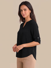 3/4 Sleeve Popover Blouse