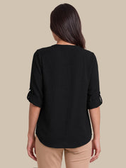3/4 Sleeve Popover Blouse