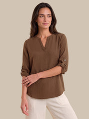 3/4 Sleeve Popover Blouse