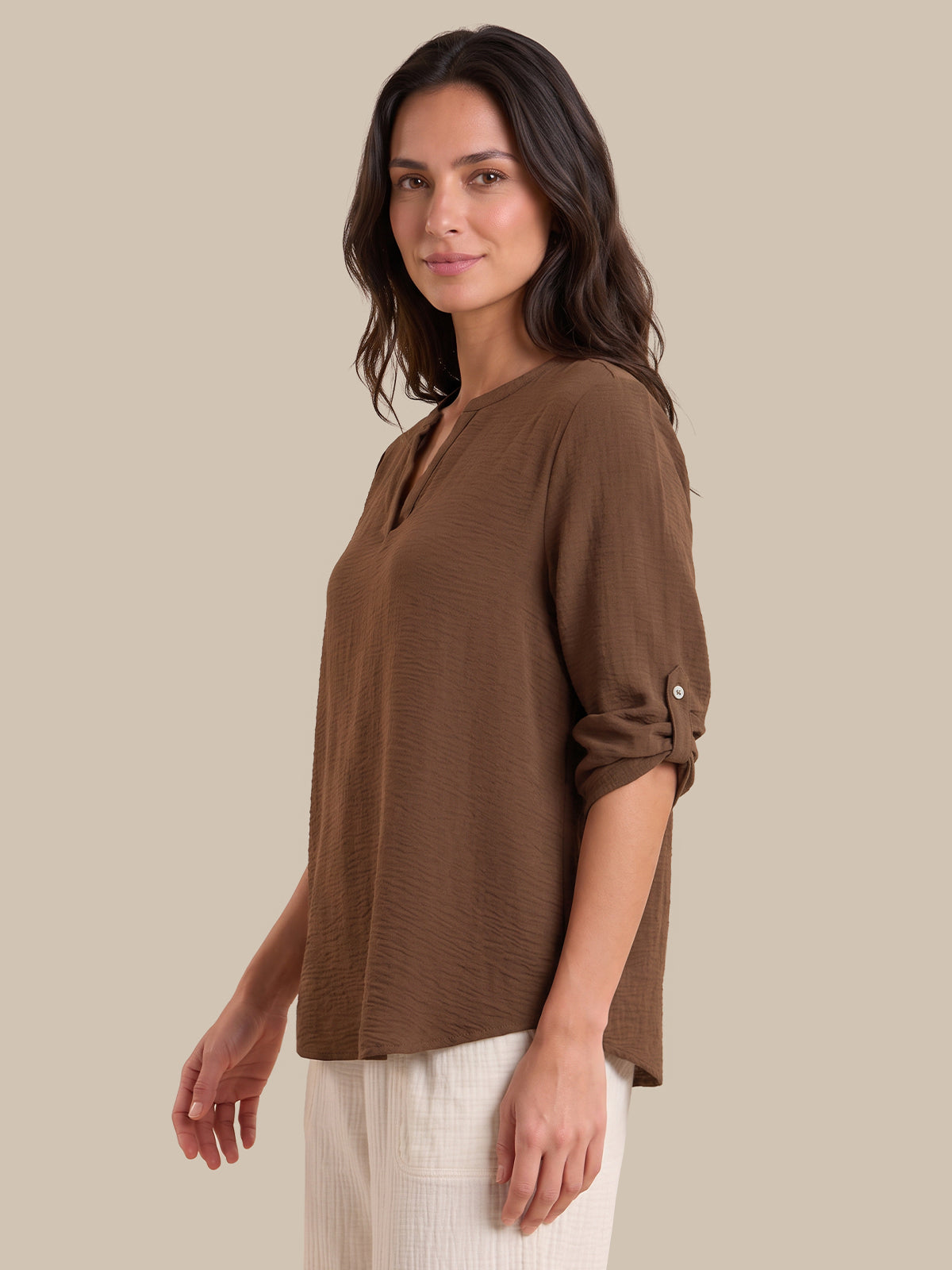 3/4 Sleeve Popover Blouse