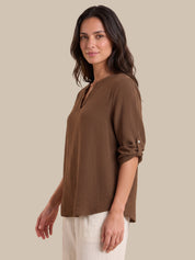 3/4 Sleeve Popover Blouse