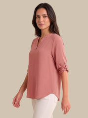 3/4 Sleeve Popover Blouse