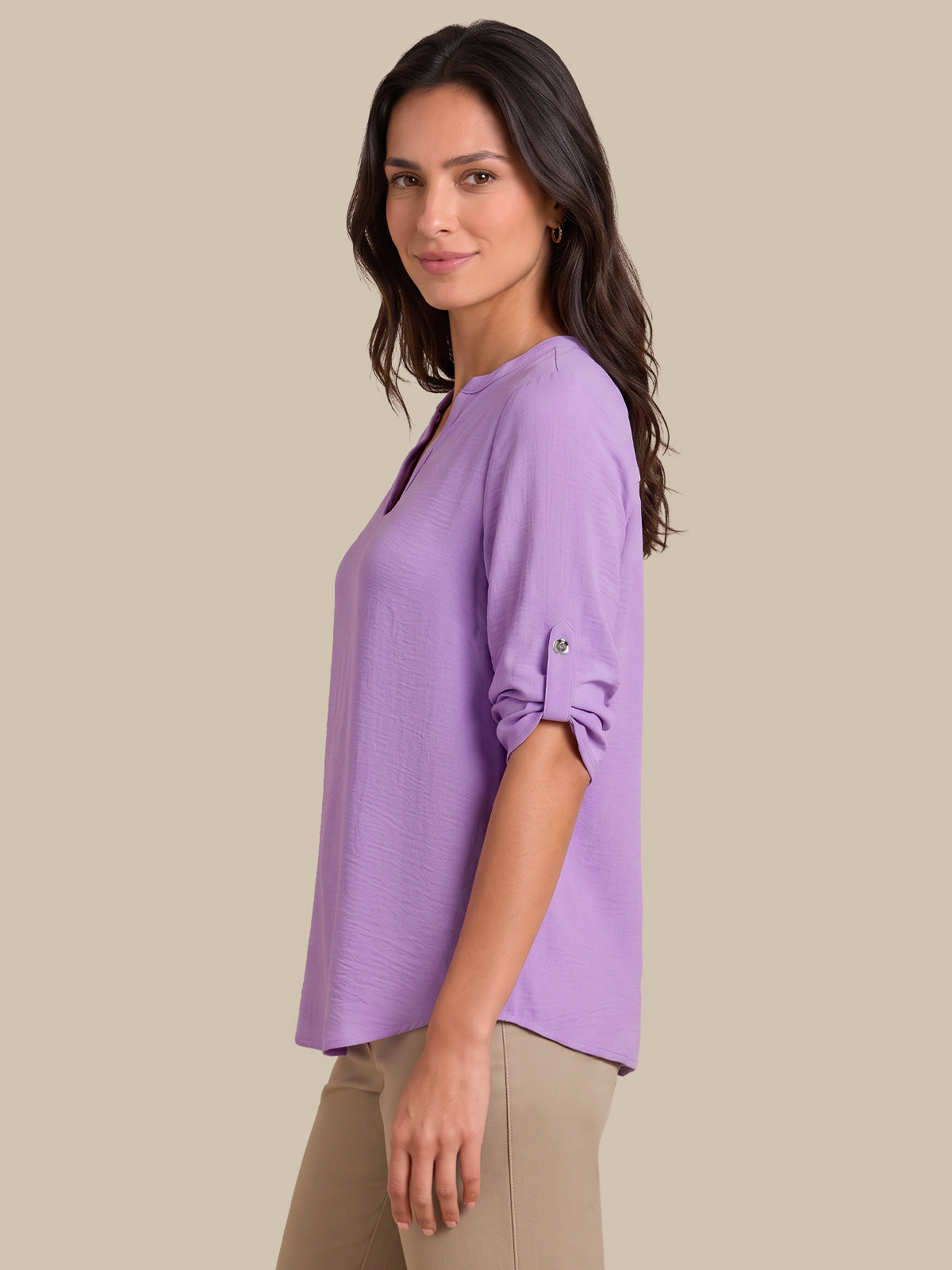 3/4 Sleeve Popover Blouse