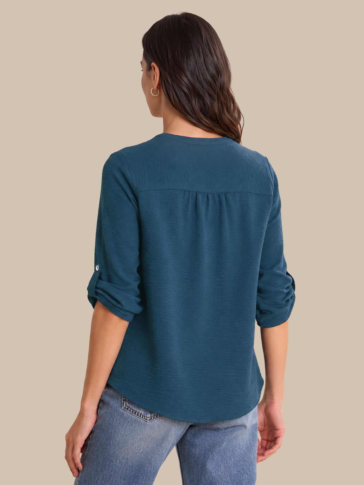 3/4 Sleeve Popover Blouse