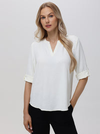 3/4 Sleeve Popover Blouse