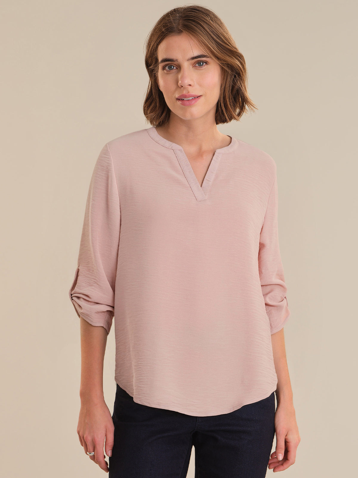 Split Neck Popover Blouse