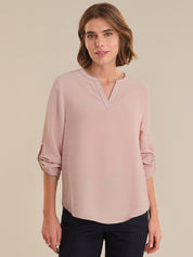 Split Neck Popover Blouse