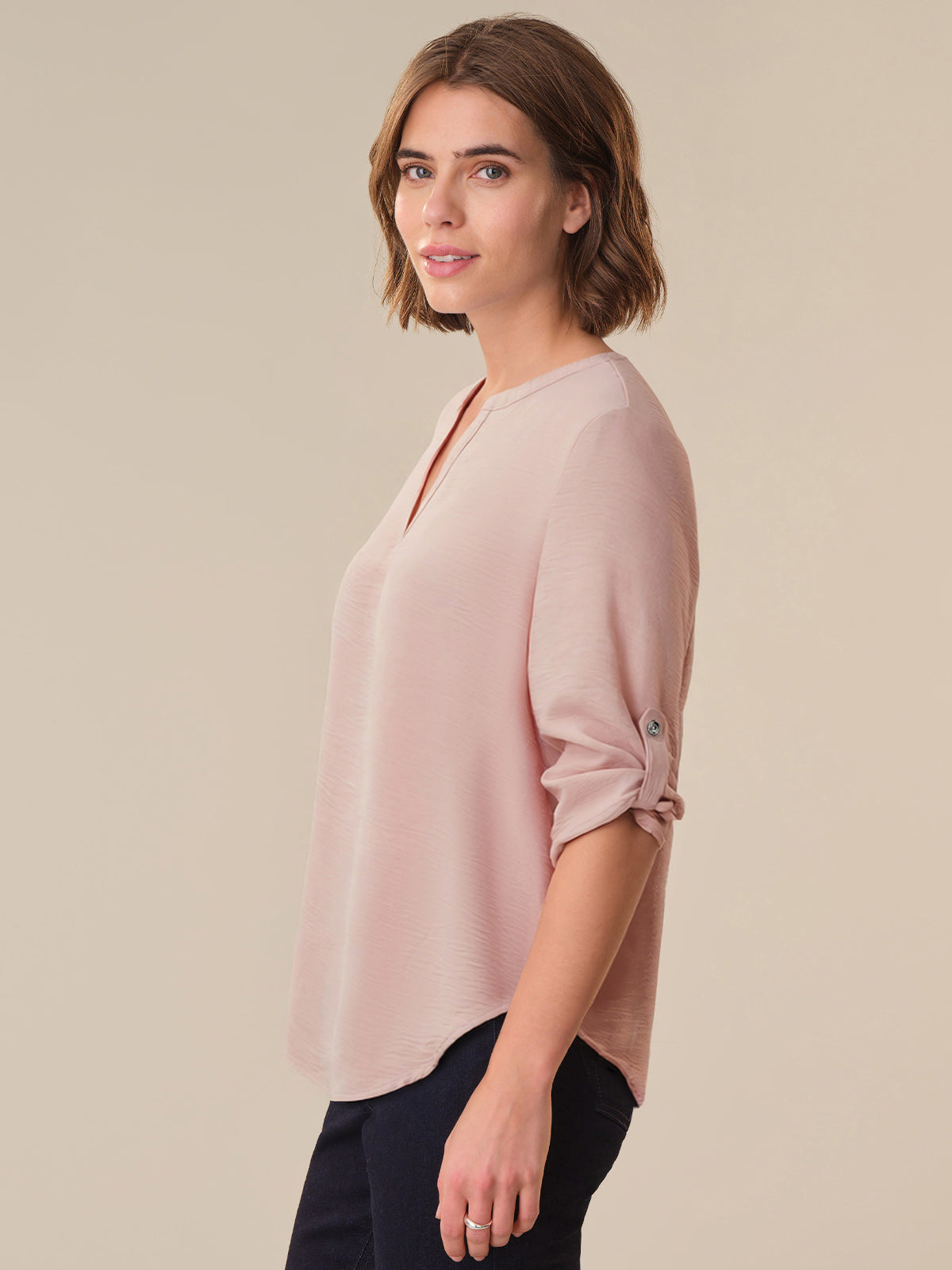 Split Neck Popover Blouse