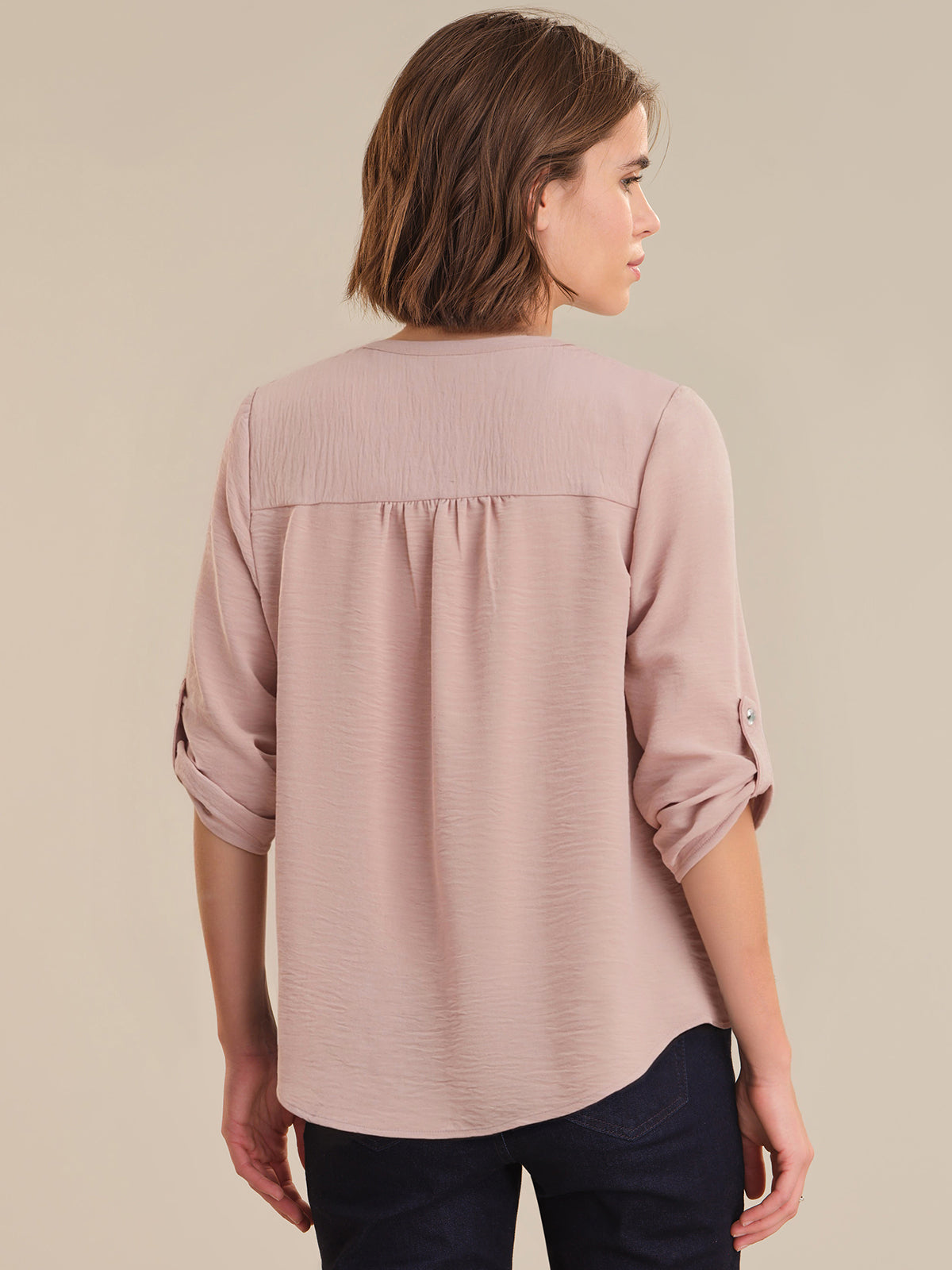 Split Neck Popover Blouse