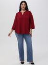 Plus 3/4 Sleeve Popover Blouse