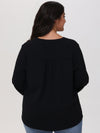 Plus 3/4 Sleeve Popover Blouse