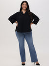 Plus 3/4 Sleeve Popover Blouse