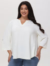 Plus 3/4 Sleeve Popover Blouse