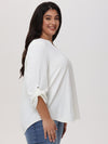 Plus 3/4 Sleeve Popover Blouse