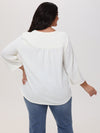 Plus 3/4 Sleeve Popover Blouse