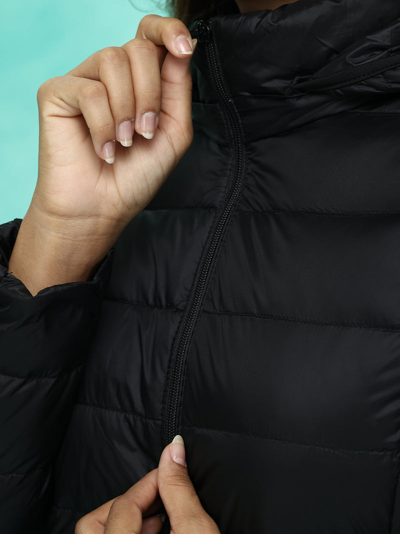 Lightweight Hooded Long Puffer Jacket