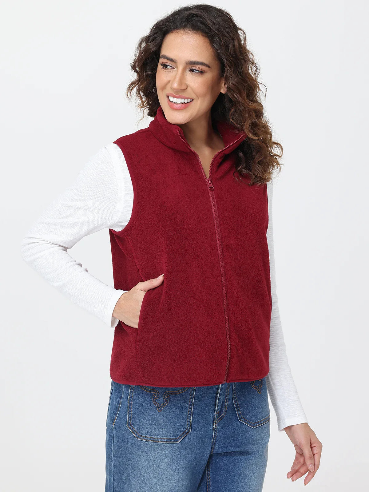 241 AREA241-VEST 　MB1154 89th & Madison Zip-Front Microfleece Vest