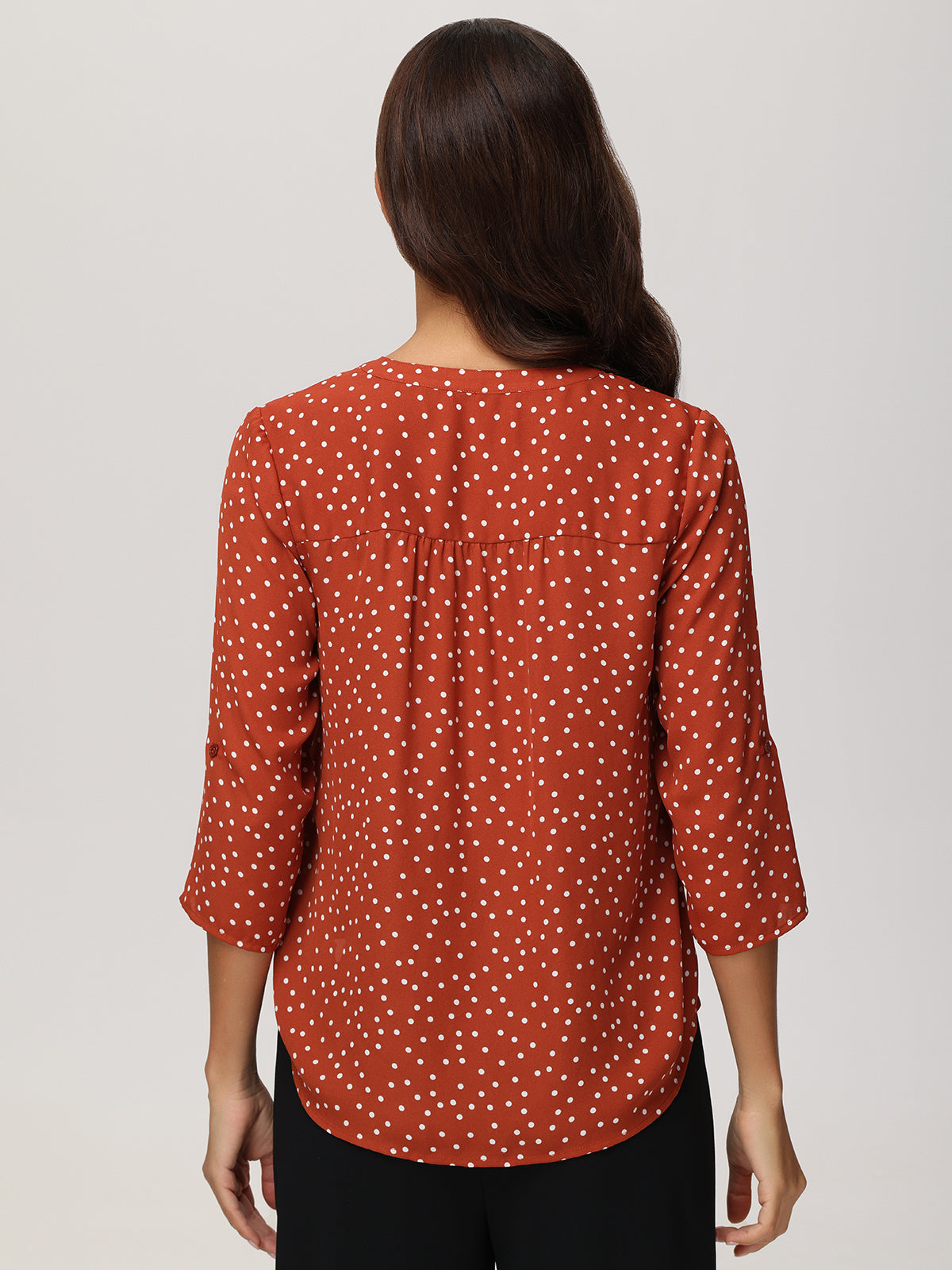 Dot Print Notch Neck Blouse