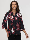 3/4 Sleeve FloralPopover Blouse