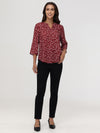 3/4 Sleeve Ditsy Floral Popover Blouse