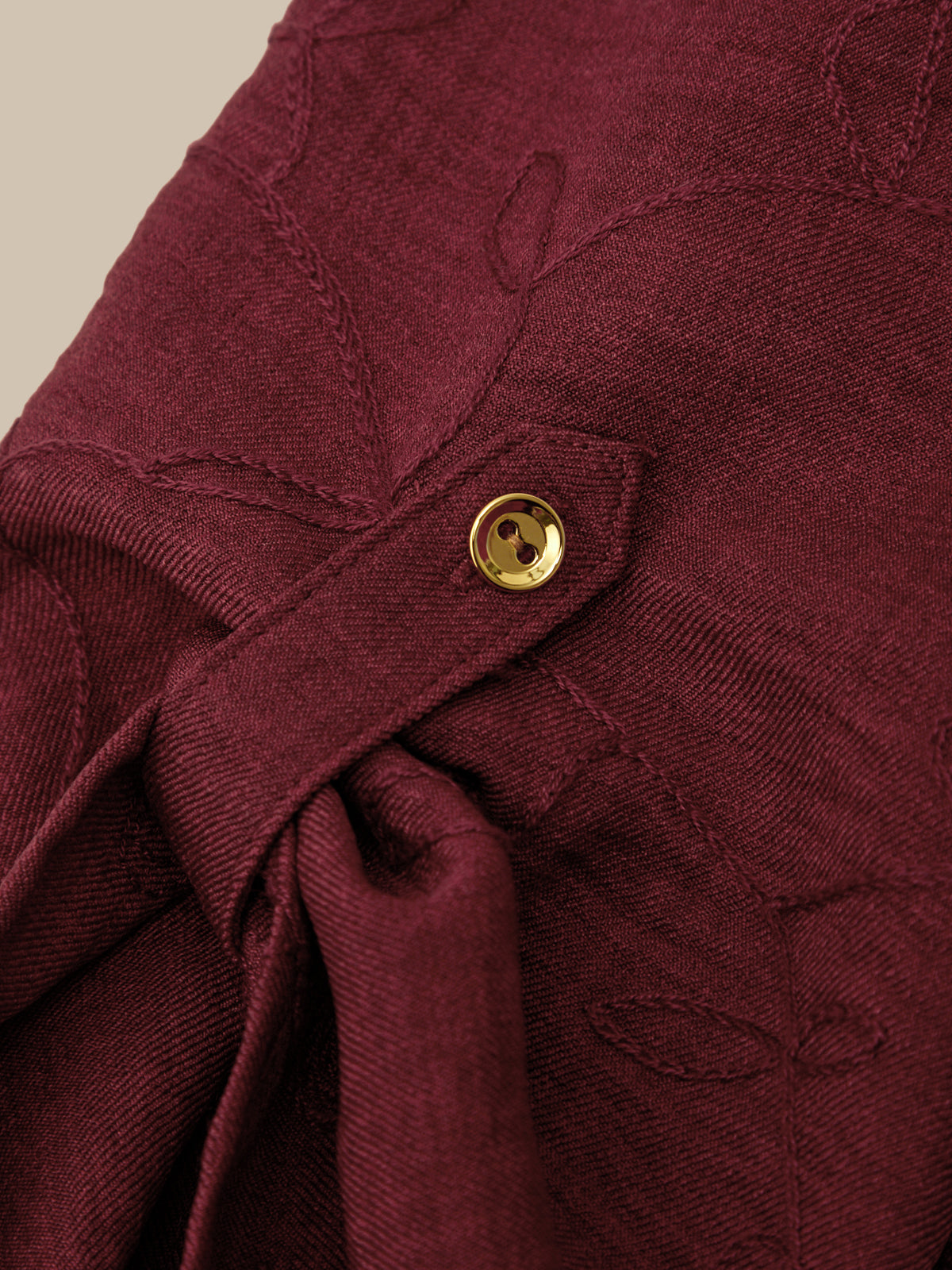 Embroidered Split Neck Popover Blouse