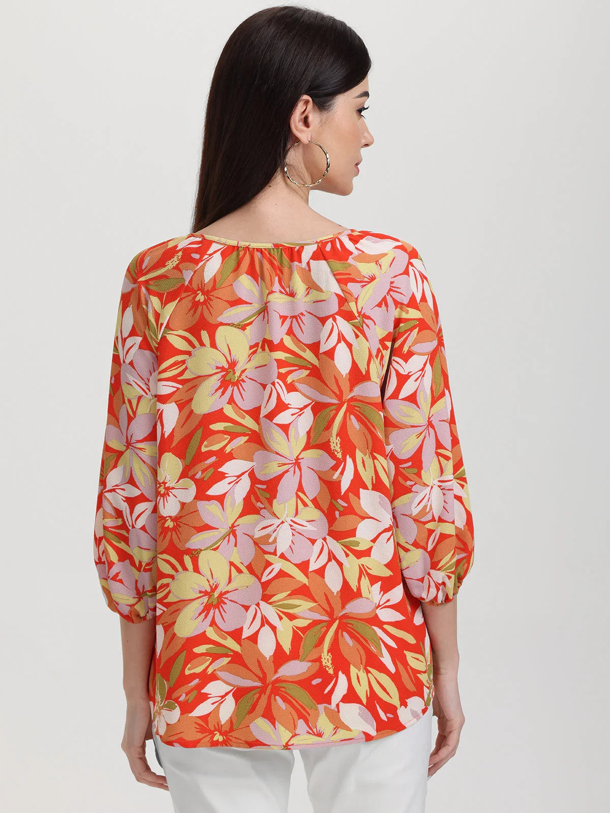 Floral Tie Neck Blouse
