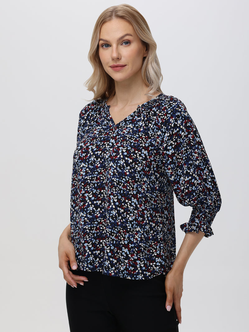 3/4 Sleeve Ditsy Dots Blouse