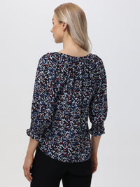 3/4 Sleeve Ditsy Dots Blouse