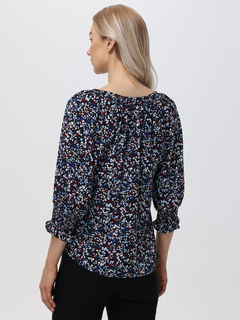 3/4 Sleeve Ditsy Dots Blouse