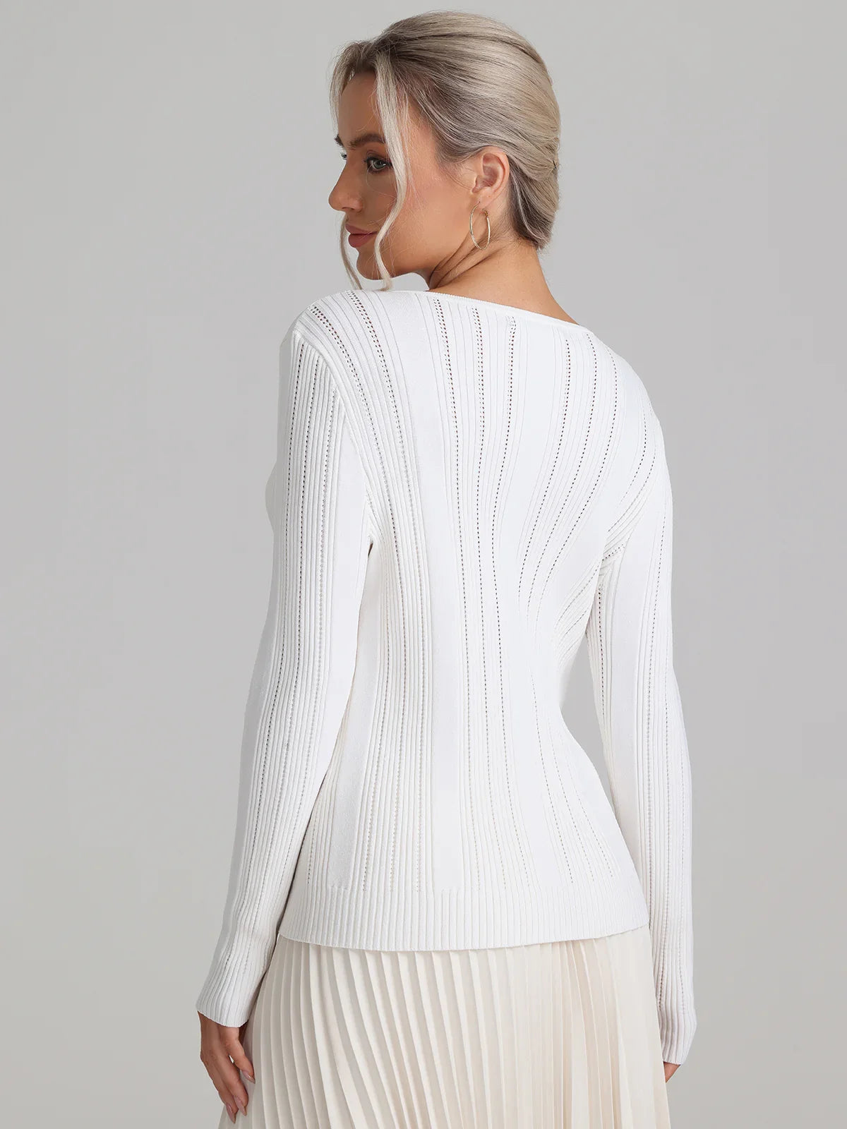 Pointelle Button Up Cardigan