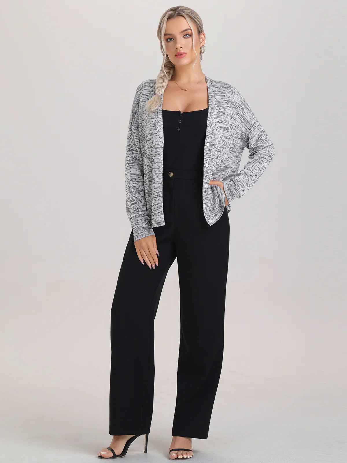 Button Down Drop Shoulder Cardigan